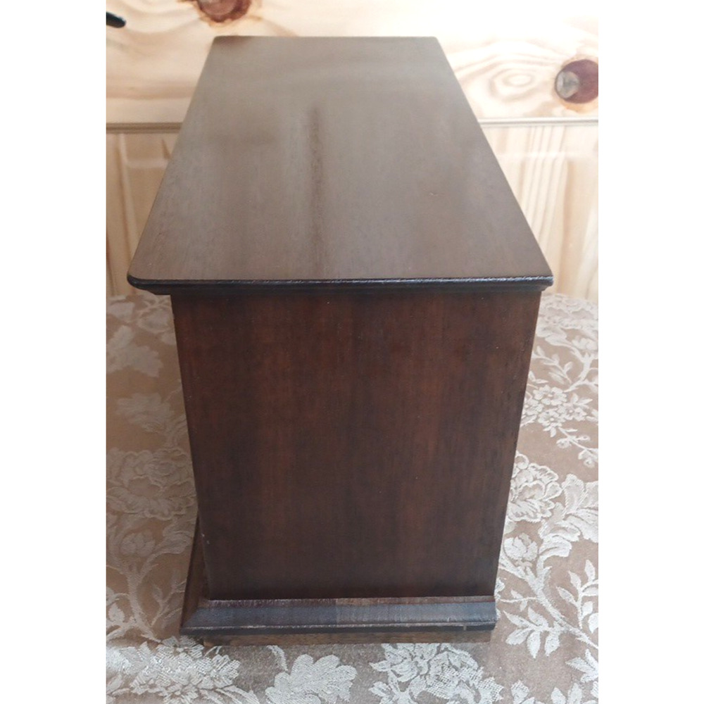 VTG Wood Jewelry Large Box MCM Organizer Japan 16x7x9* READ Cracked Mirror - Picture 6 of 16